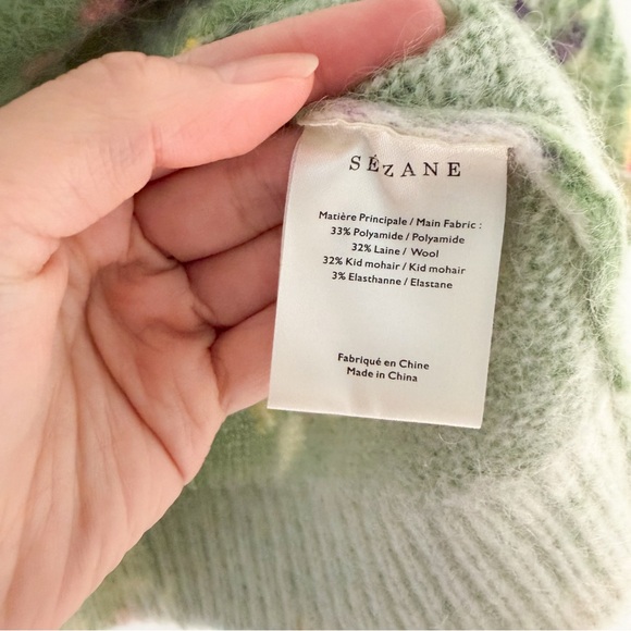 Sezane Silvia Jumper in Garden Mohair Wool Blend Floral Pullover Sweater XS - Picture 4 of 5